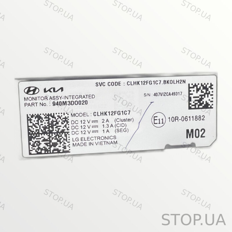 940M3DO020 панель приборов дисплей Панель приборов дисплей Kia EV9 2023 SKU — изображение 3
